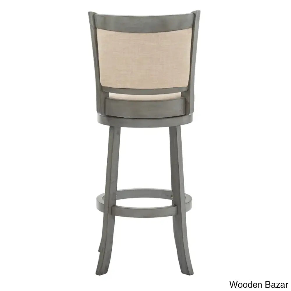 Ledax Swivel Upholstered Counter And Bar Stool (Set Of 2) - Wooden Bazar