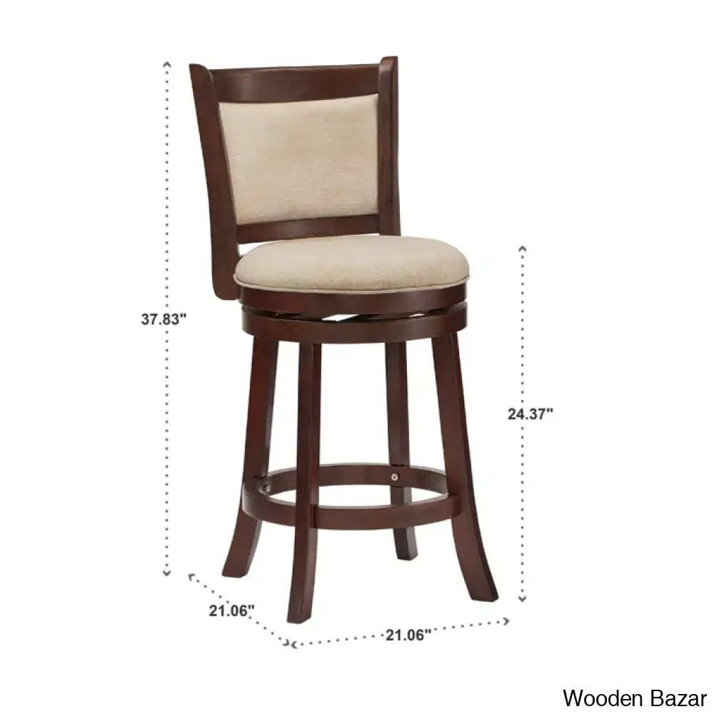 Ledax Swivel Upholstered Counter And Bar Stool (Set Of 2) - Wooden Bazar