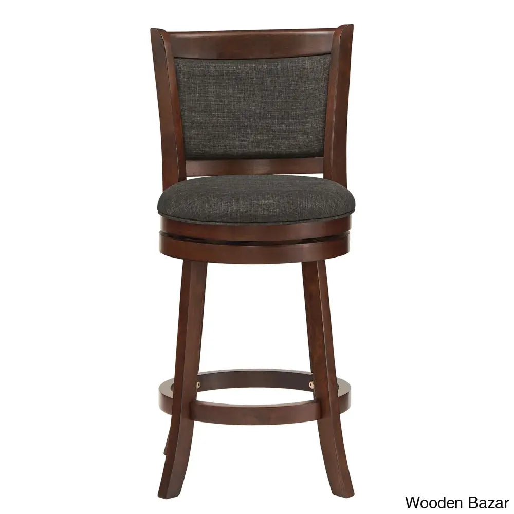 Ledax Swivel Upholstered Counter And Bar Stool (Set Of 2) - Wooden Bazar