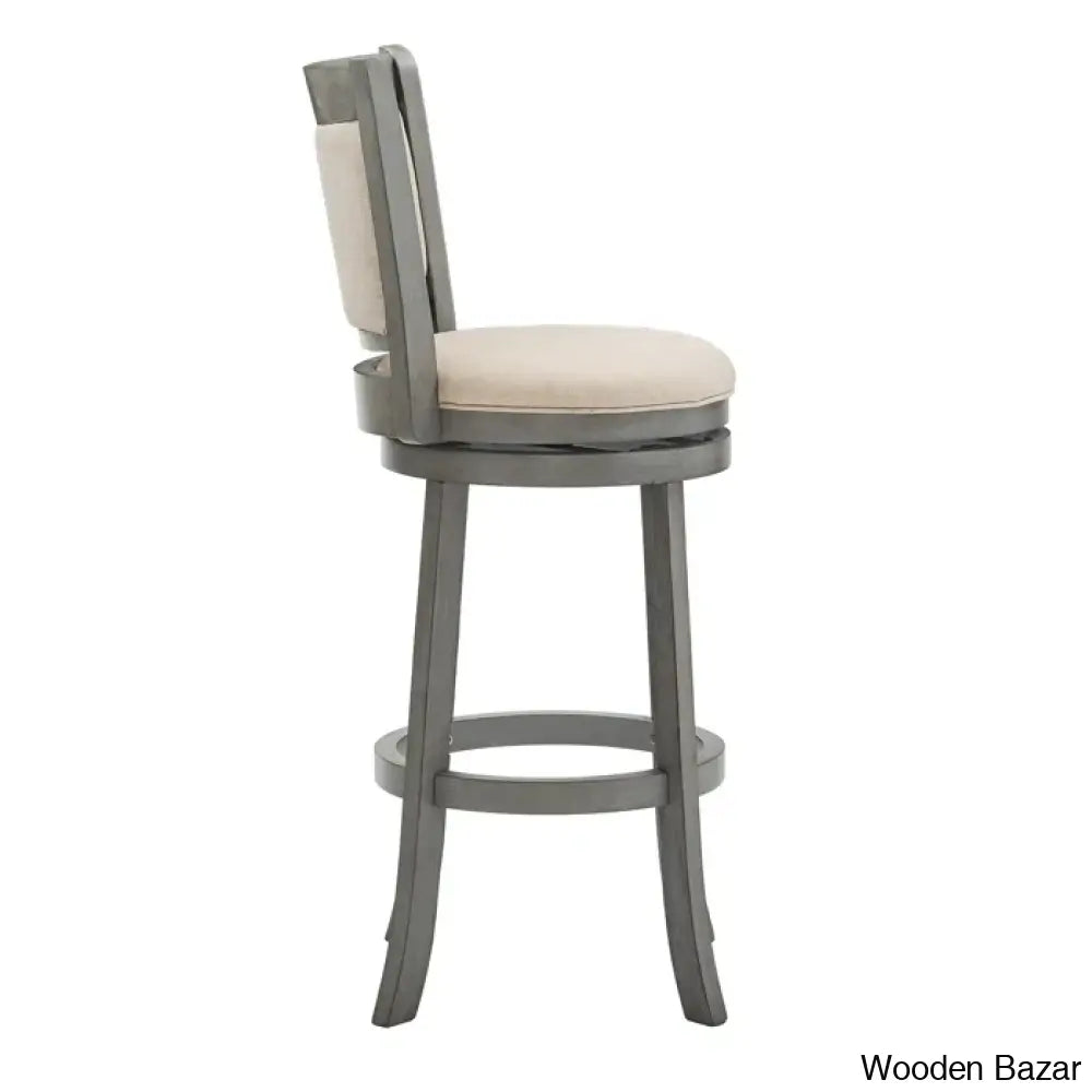 Ledax Swivel Upholstered Counter And Bar Stool (Set Of 2) - Wooden Bazar