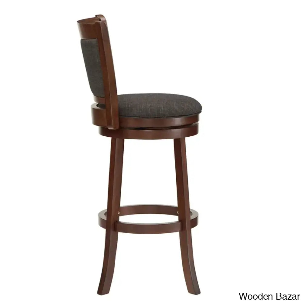 Ledax Swivel Upholstered Counter And Bar Stool (Set Of 2) - Wooden Bazar