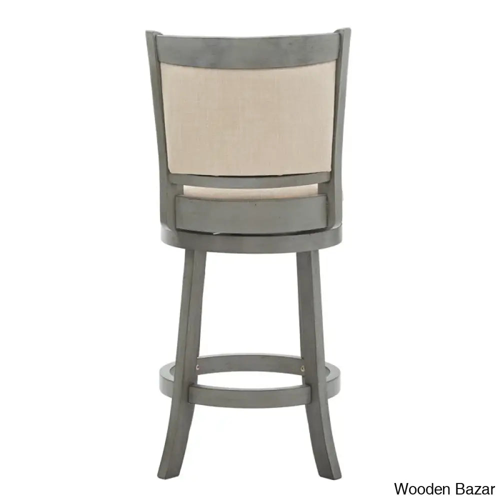 Ledax Swivel Upholstered Counter And Bar Stool (Set Of 2) - Wooden Bazar