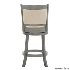 Ledax Swivel Upholstered Counter And Bar Stool (Set Of 2) - Wooden Bazar