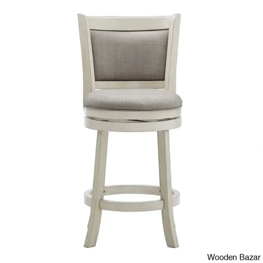 Ledax Swivel Upholstered Counter And Bar Stool (Set Of 2) - Wooden Bazar