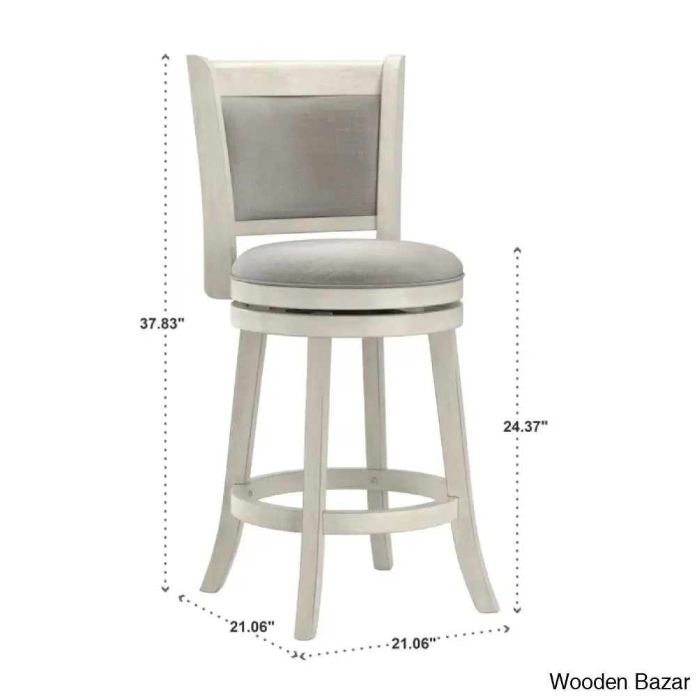 Ledax Swivel Upholstered Counter And Bar Stool (Set Of 2) - Wooden Bazar