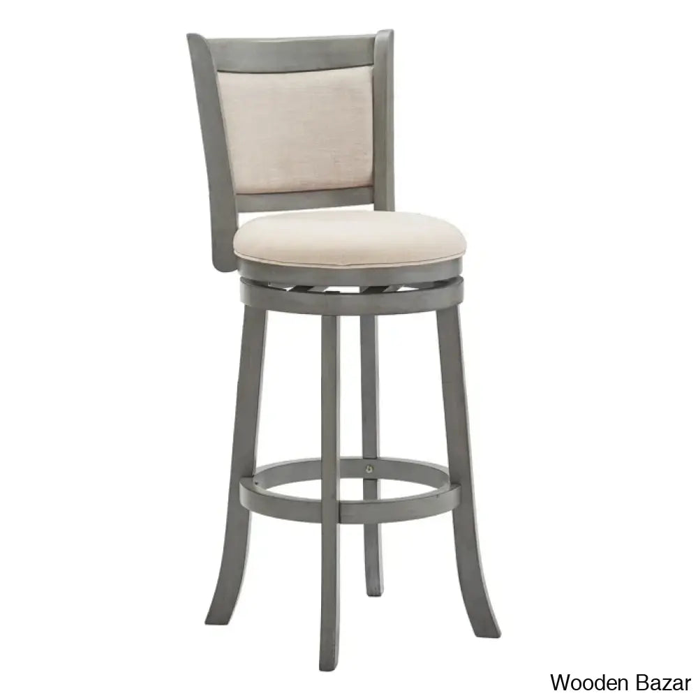 Ledax Swivel Upholstered Counter And Bar Stool (Set Of 2) - Wooden Bazar