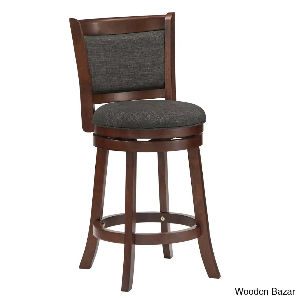 Ledax Swivel Upholstered Counter And Bar Stool (Set Of 2) - Wooden Bazar