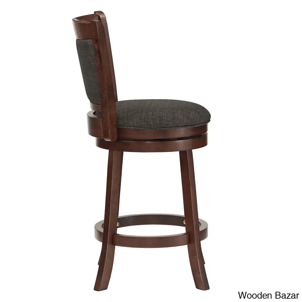 Ledax Swivel Upholstered Counter And Bar Stool (Set Of 2) - Wooden Bazar