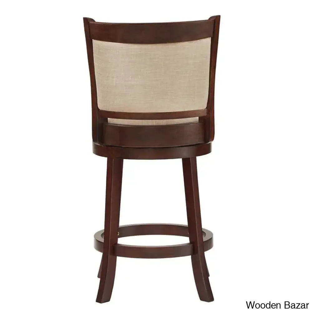 Ledax Swivel Upholstered Counter And Bar Stool (Set Of 2) - Wooden Bazar