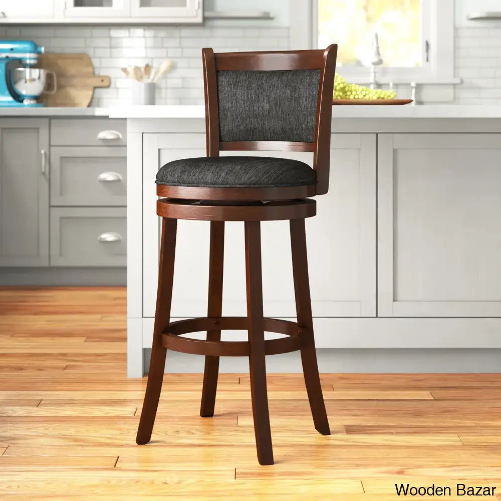 Ledax Swivel Upholstered Counter And Bar Stool (Set Of 2) - Wooden Bazar