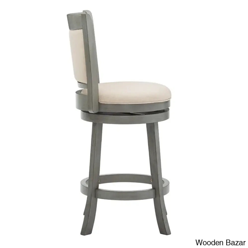 Ledax Swivel Upholstered Counter And Bar Stool (Set Of 2) - Wooden Bazar