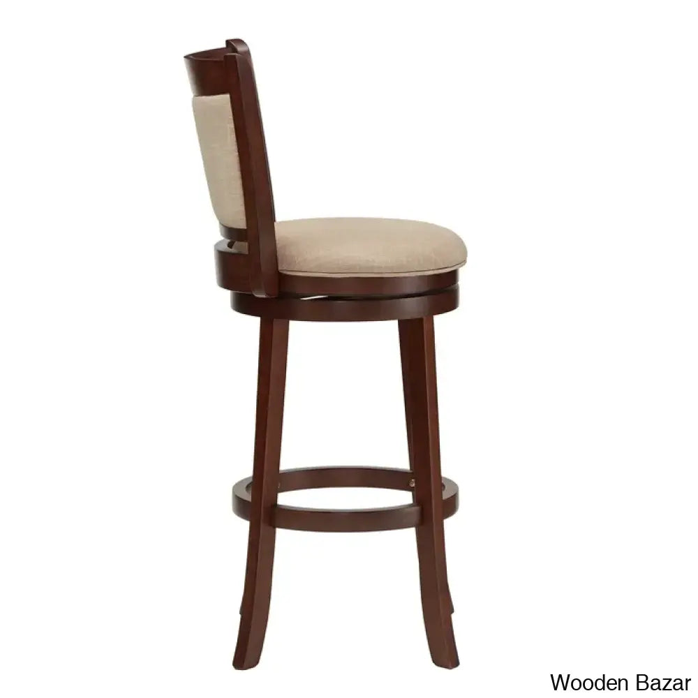 Ledax Swivel Upholstered Counter And Bar Stool (Set Of 2) - Wooden Bazar