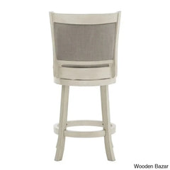 Ledax Swivel Upholstered Counter And Bar Stool (Set Of 2) - Wooden Bazar