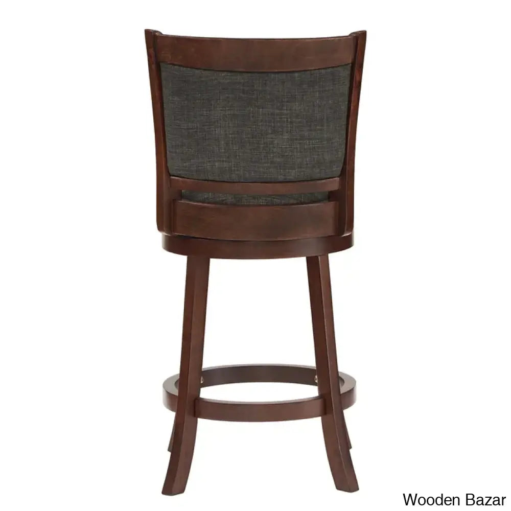 Ledax Swivel Upholstered Counter And Bar Stool (Set Of 2) - Wooden Bazar