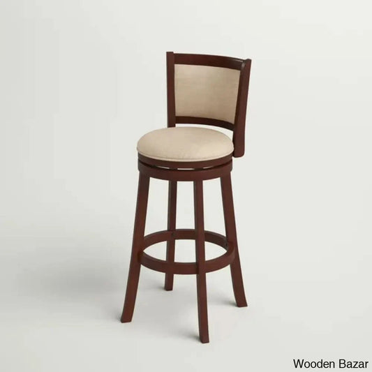 Ledax Swivel Upholstered Counter And Bar Stool (Set Of 2) - Wooden Bazar Cherry / Beige Bar