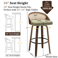Leeanaz Swivel Faux Leather Counter & Bar Stools - Wooden Bazar