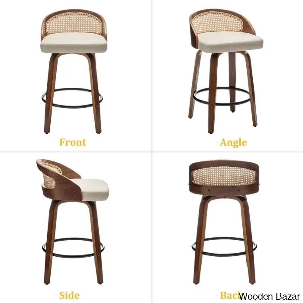 Leeanaz Swivel Faux Leather Counter & Bar Stools - Wooden Bazar