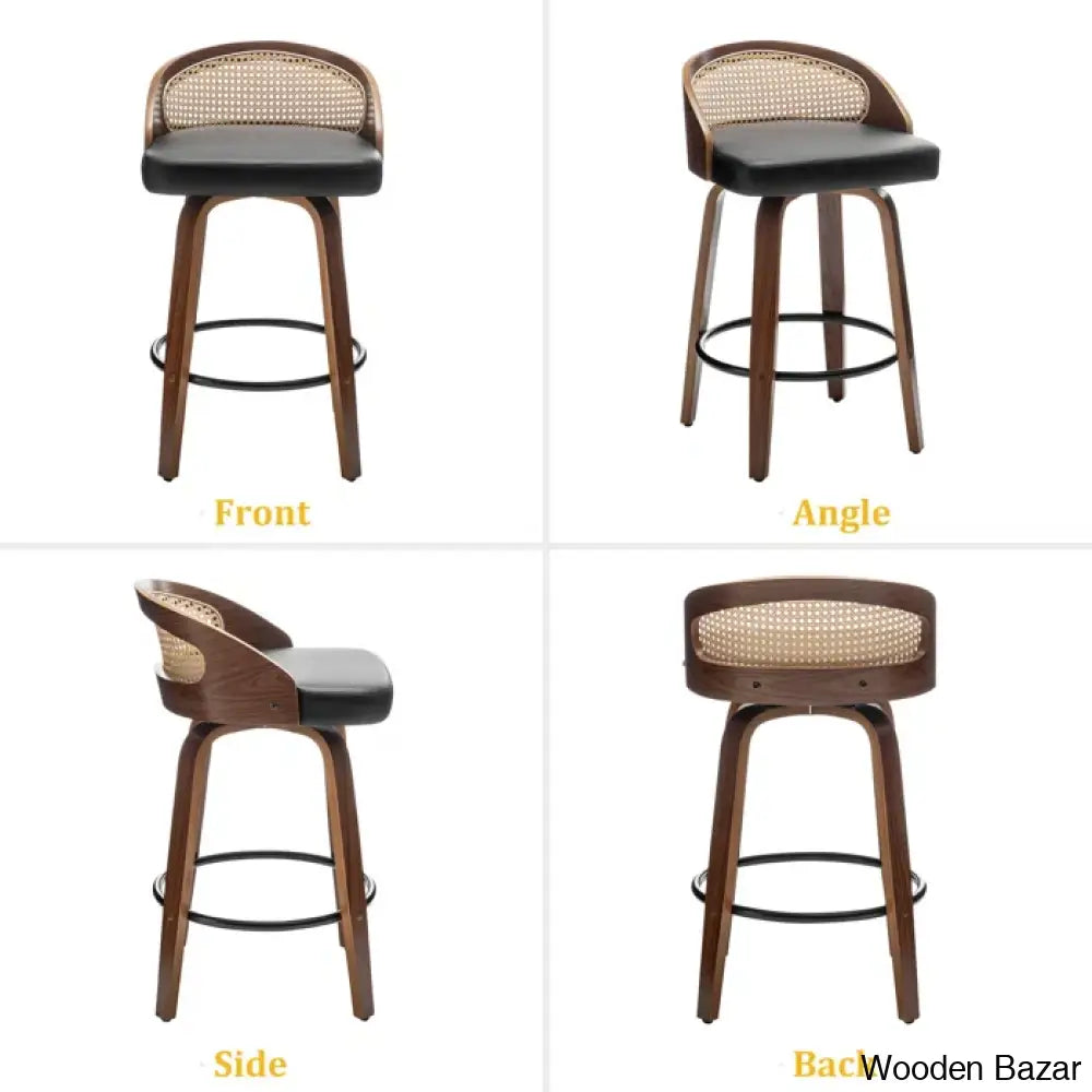 Leeanaz Swivel Faux Leather Counter & Bar Stools - Wooden Bazar