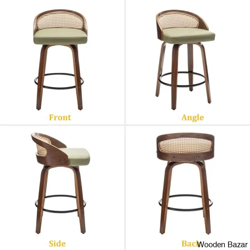 Leeanaz Swivel Faux Leather Counter & Bar Stools - Wooden Bazar