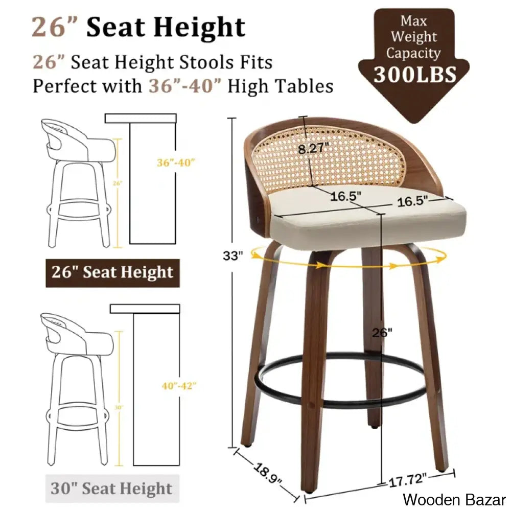 Leeanaz Swivel Faux Leather Counter & Bar Stools - Wooden Bazar