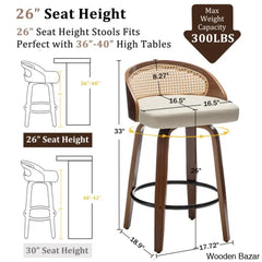 Leeanaz Swivel Faux Leather Counter & Bar Stools - Wooden Bazar