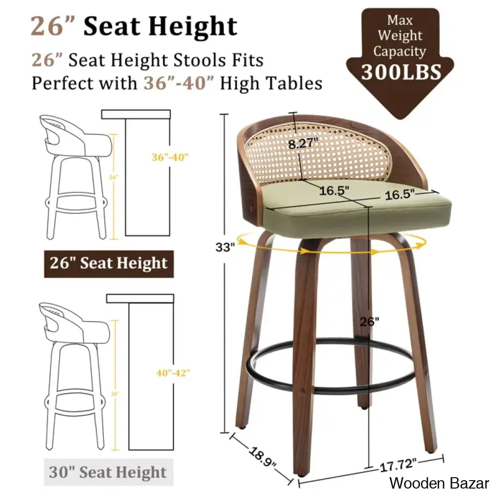 Leeanaz Swivel Faux Leather Counter & Bar Stools - Wooden Bazar