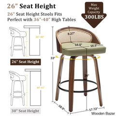 Leeanaz Swivel Faux Leather Counter & Bar Stools - Wooden Bazar