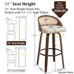 Leeanaz Swivel Faux Leather Counter & Bar Stools - Wooden Bazar
