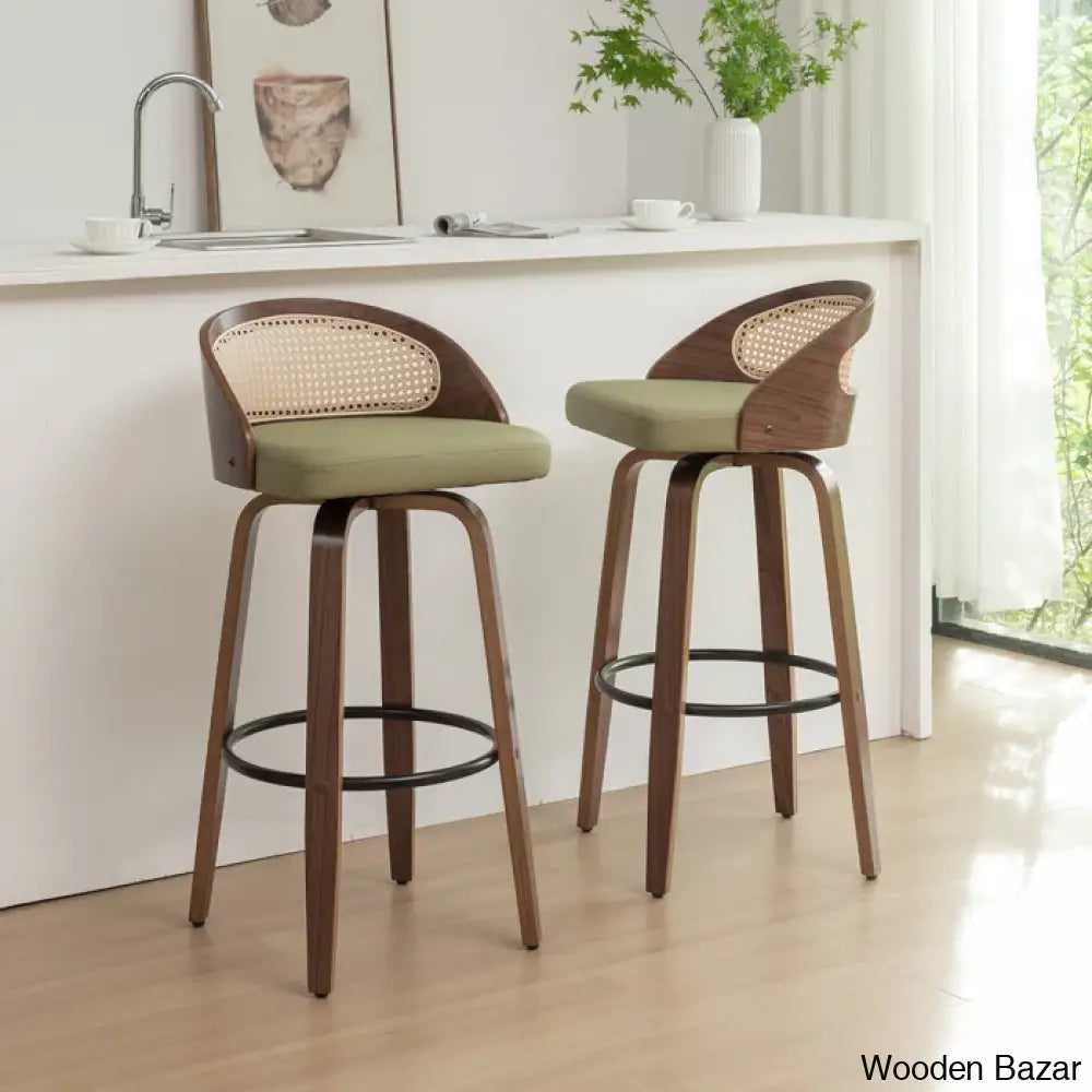 Leeanaz Swivel Faux Leather Counter & Bar Stools - Wooden Bazar