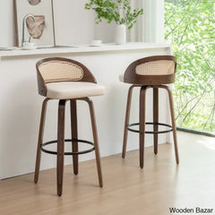 Leeanaz Swivel Faux Leather Counter & Bar Stools - Wooden Bazar Beige / 1 Piece Stool (30’’