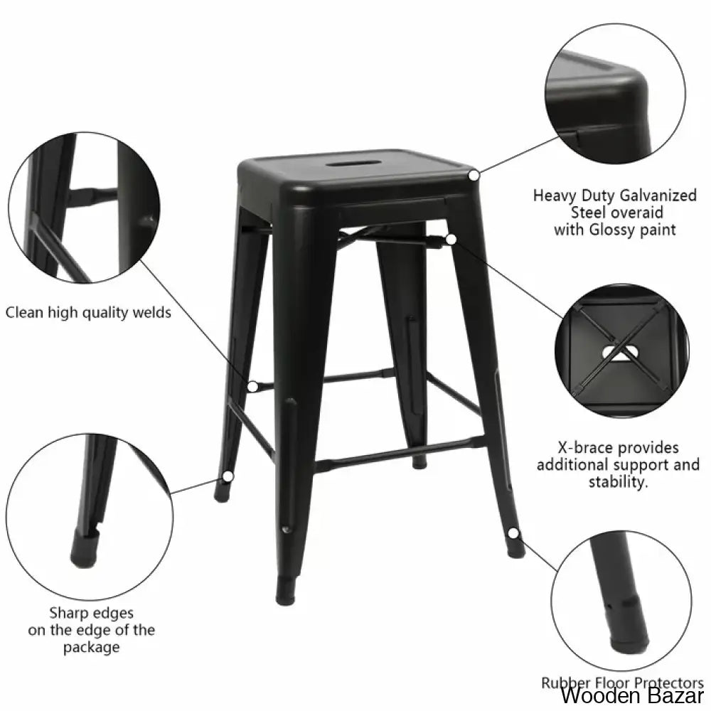 Lehmany 24’’ Counter And Bar Stool With Metal Frame (Set Of 4)