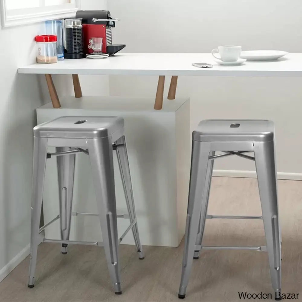 Lehmany 24’’ Counter And Bar Stool With Metal Frame (Set Of 4)