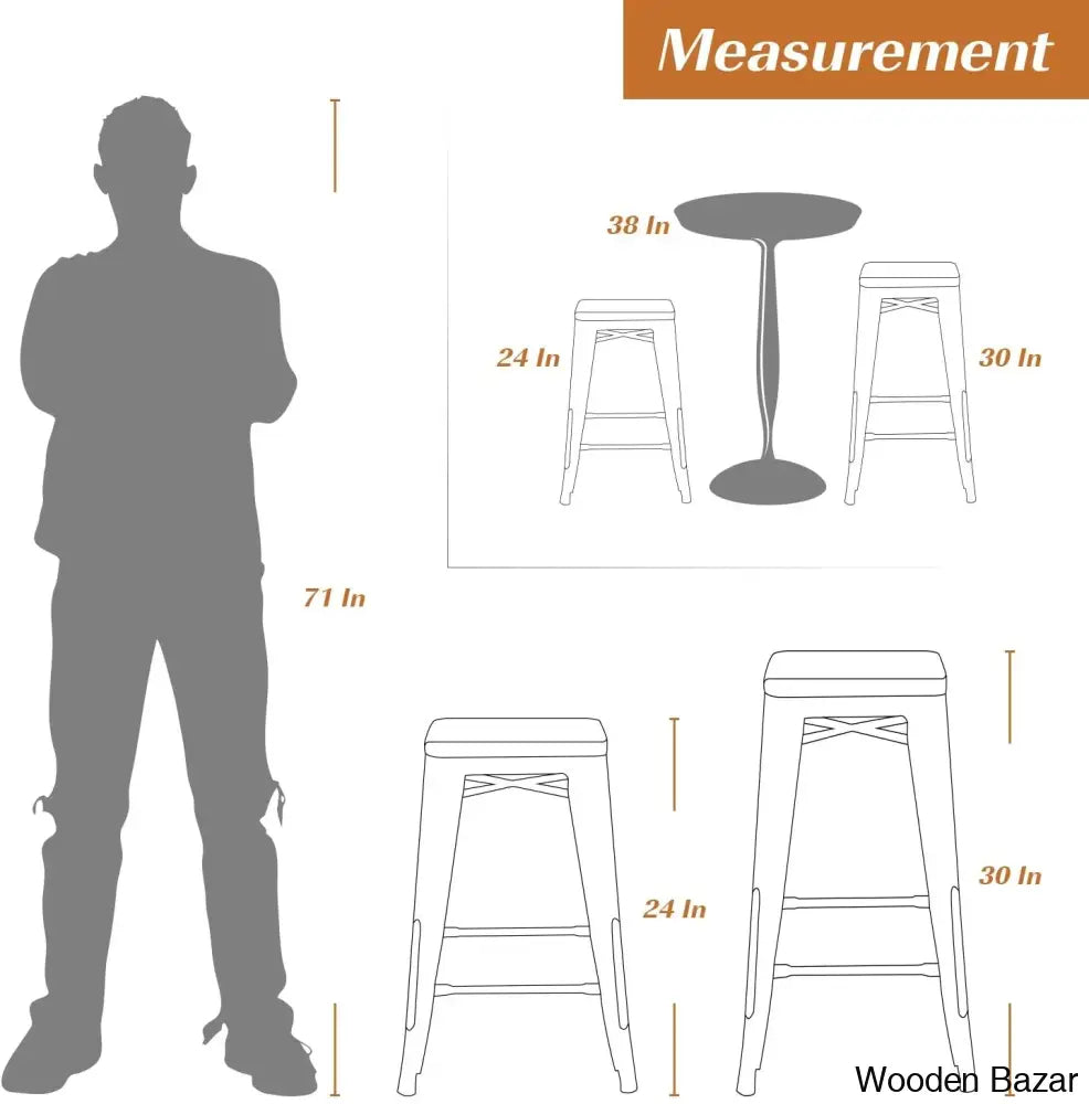 Lehmany 24’’ Counter And Bar Stool With Metal Frame (Set Of 4)