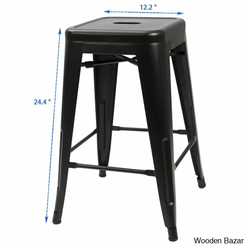 Lehmany 24’’ Counter And Bar Stool With Metal Frame (Set Of 4) Black / 1 Piece