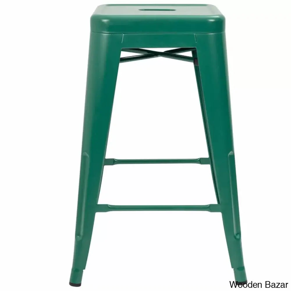 Lehmany 24’’ Counter And Bar Stool With Metal Frame (Set Of 4) Green / 1 Piece