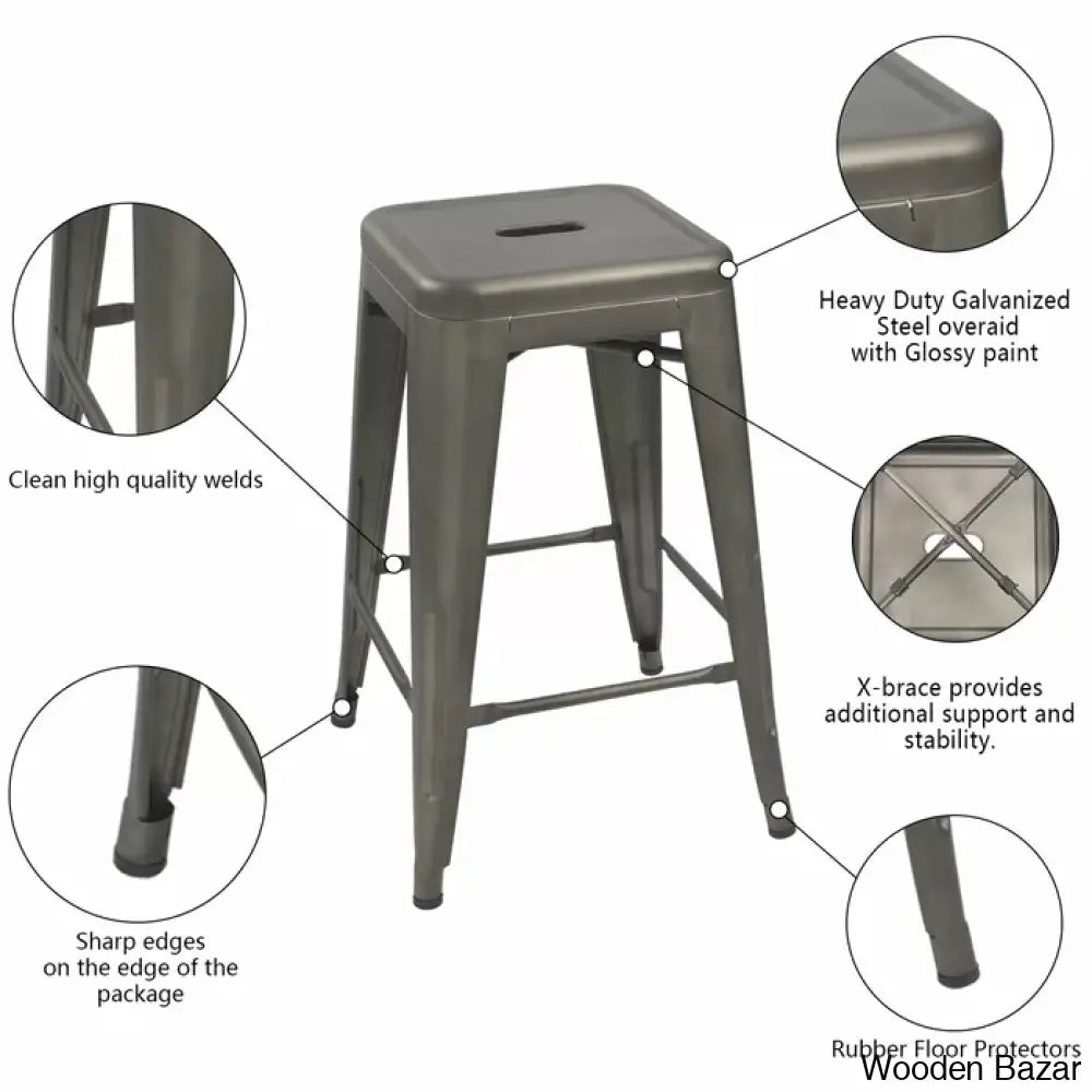 Lehmany 24’’ Counter And Bar Stool With Metal Frame (Set Of 4) Gun / 1 Piece