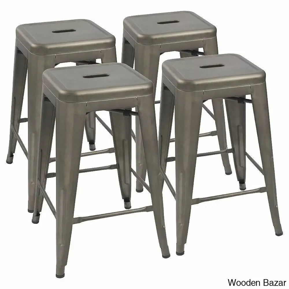 Lehmany 24’’ Counter And Bar Stool With Metal Frame (Set Of 4) Gun / 4 Piece