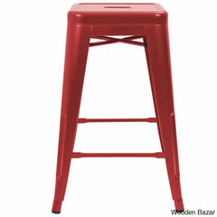Lehmany 24’’ Counter And Bar Stool With Metal Frame (Set Of 4) Red / 1 Piece