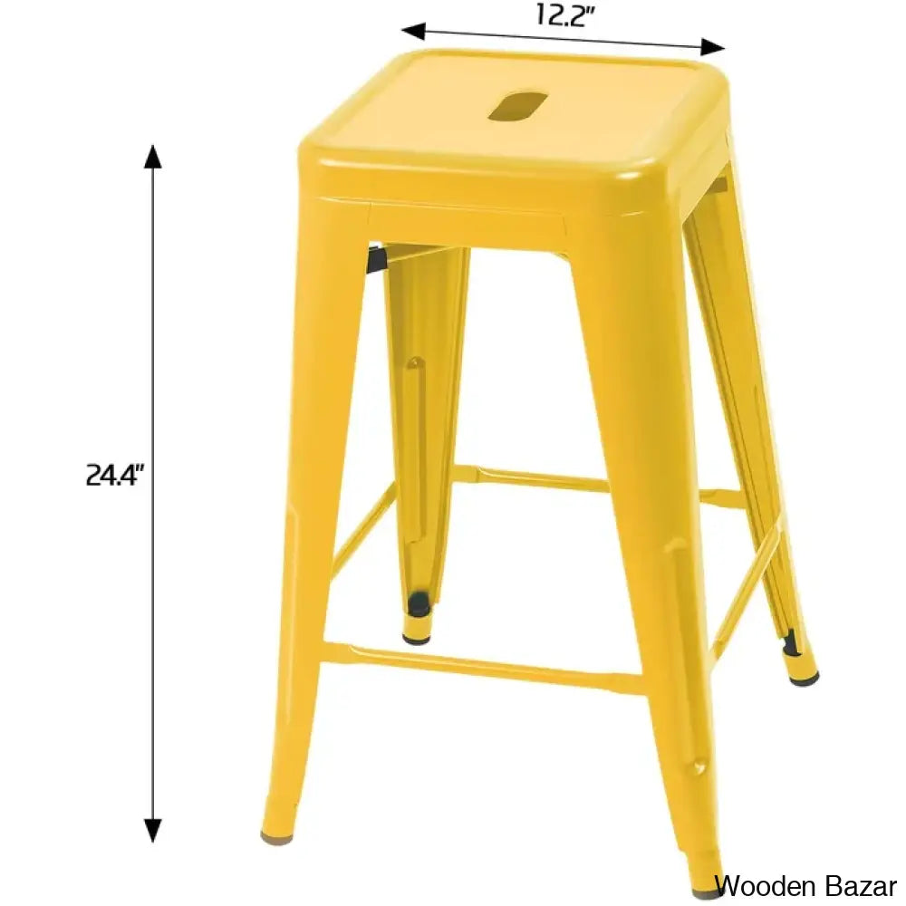 Lehmany 24’’ Counter And Bar Stool With Metal Frame (Set Of 4) Yellow / 1 Piece