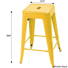 Lehmany 24’’ Counter And Bar Stool With Metal Frame (Set Of 4) Yellow / 1 Piece