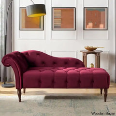 Leilani Right Arm Facing Chaise Lounge Sofa - Wooden Bazar Burgunday