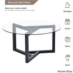 Lequitai Glass Top Coffee And Center Table