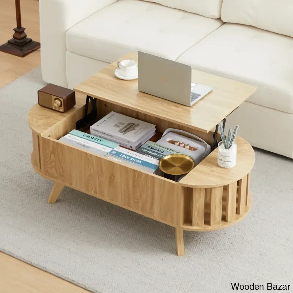 Lesagen Lift Top Coffee And Center Table With Hidden Storage