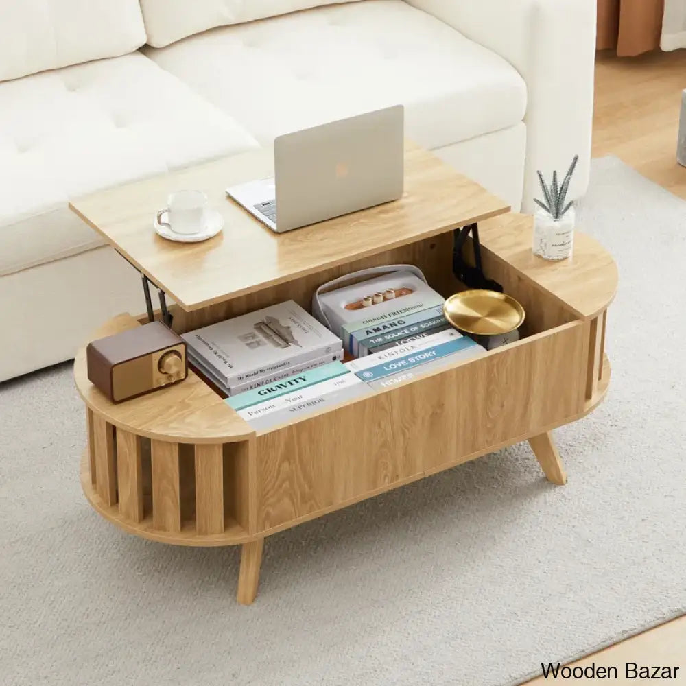 Lesagen Lift Top Coffee And Center Table With Hidden Storage