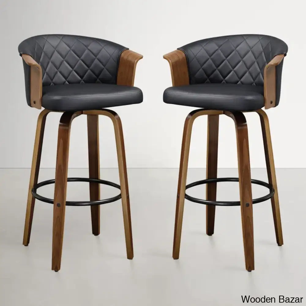 Leslia Tufted Pu Swivel Counter And Bar Stool (Set Of 2)