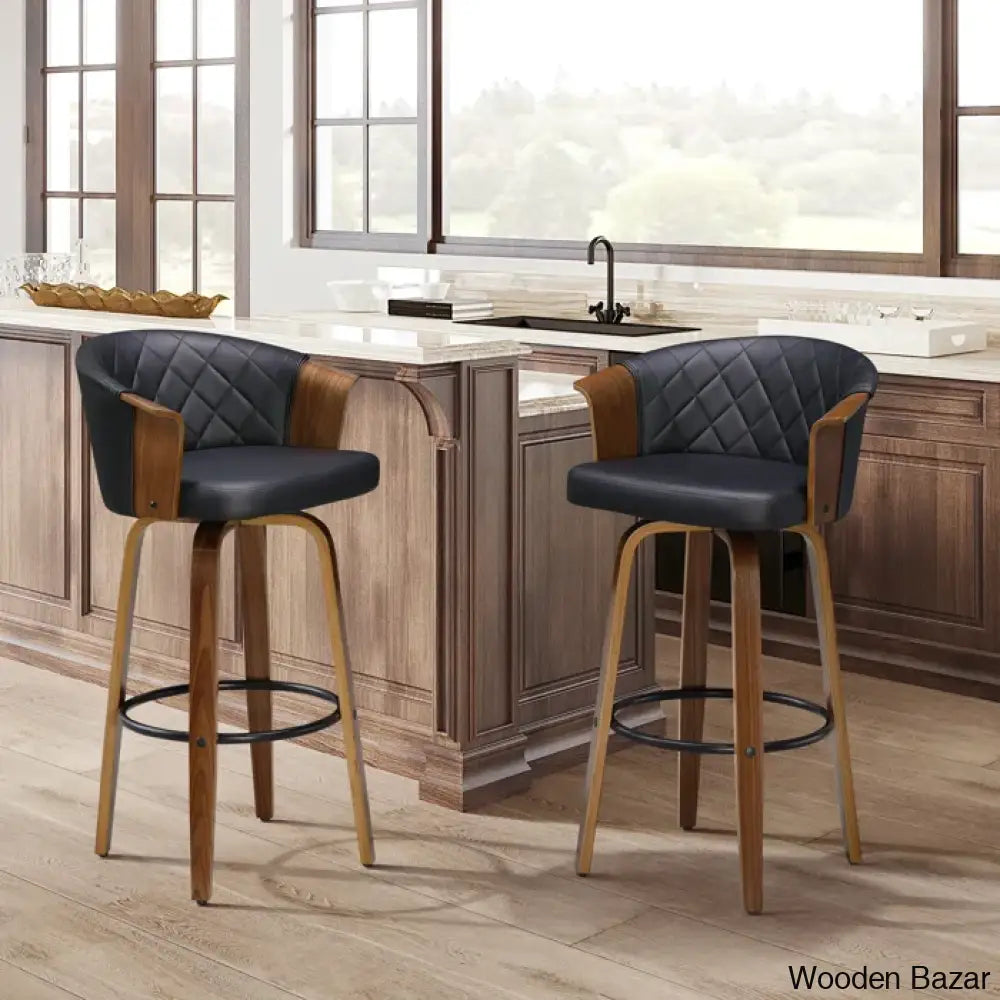 Leslia Tufted Pu Swivel Counter And Bar Stool (Set Of 2)