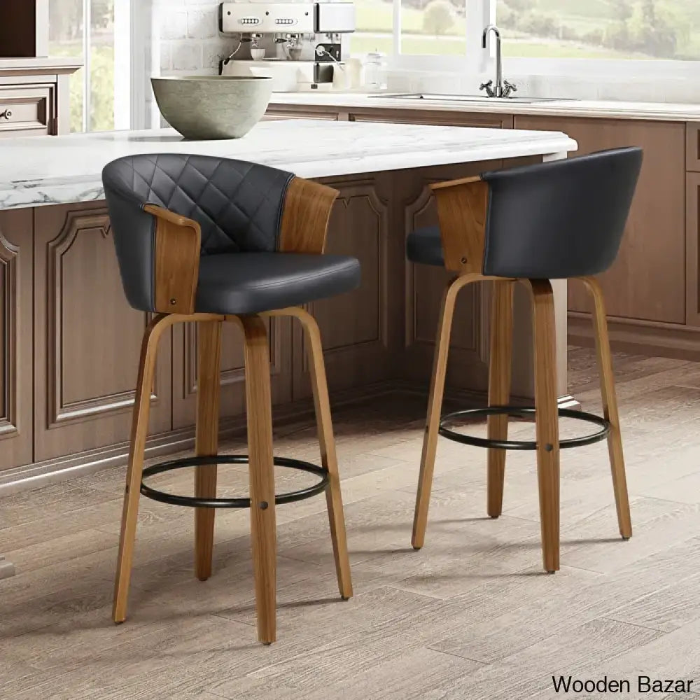 Leslia Tufted Pu Swivel Counter And Bar Stool (Set Of 2)