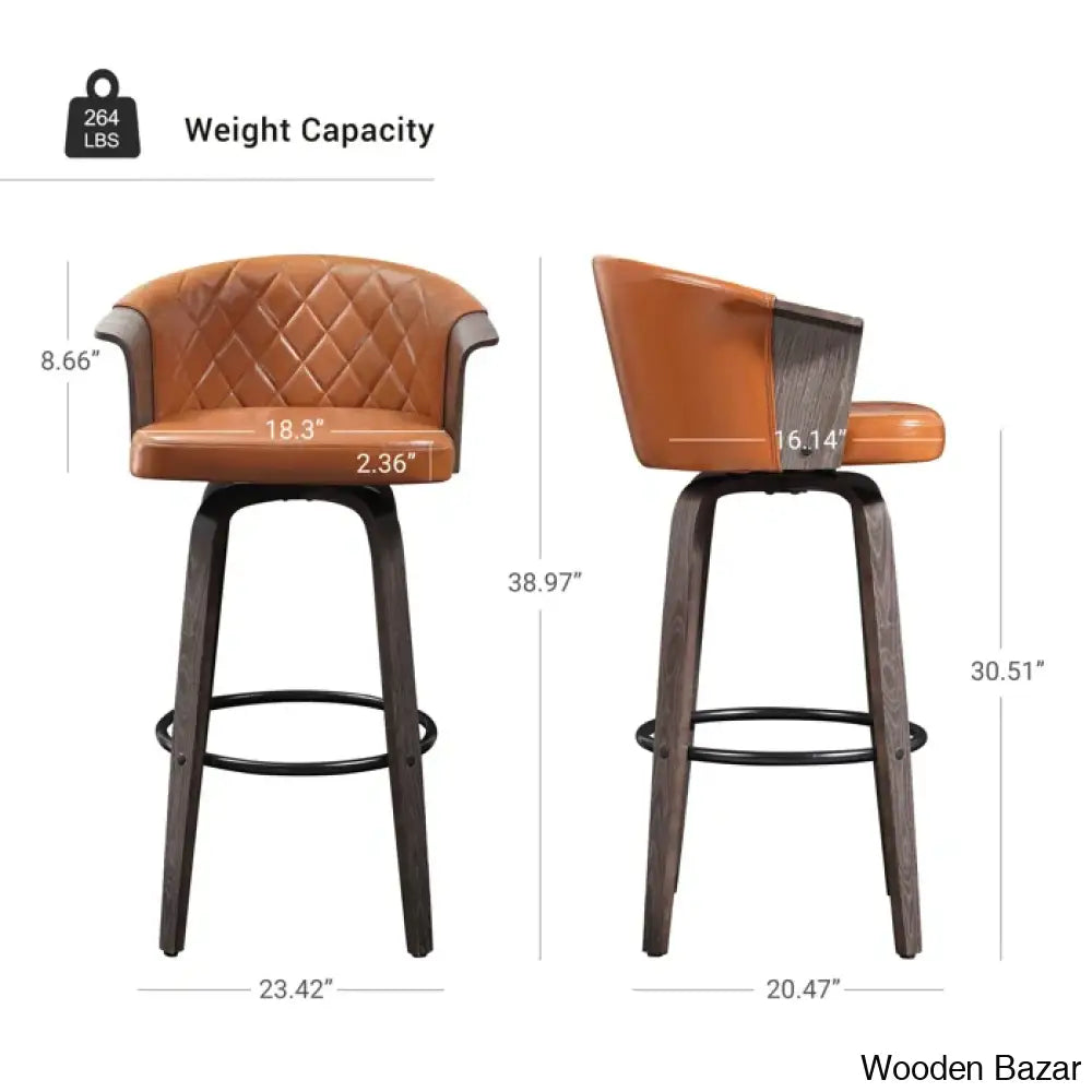 Leslia Tufted Pu Swivel Counter And Bar Stool (Set Of 2)