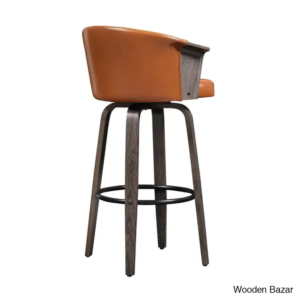 Leslia Tufted Pu Swivel Counter And Bar Stool (Set Of 2)