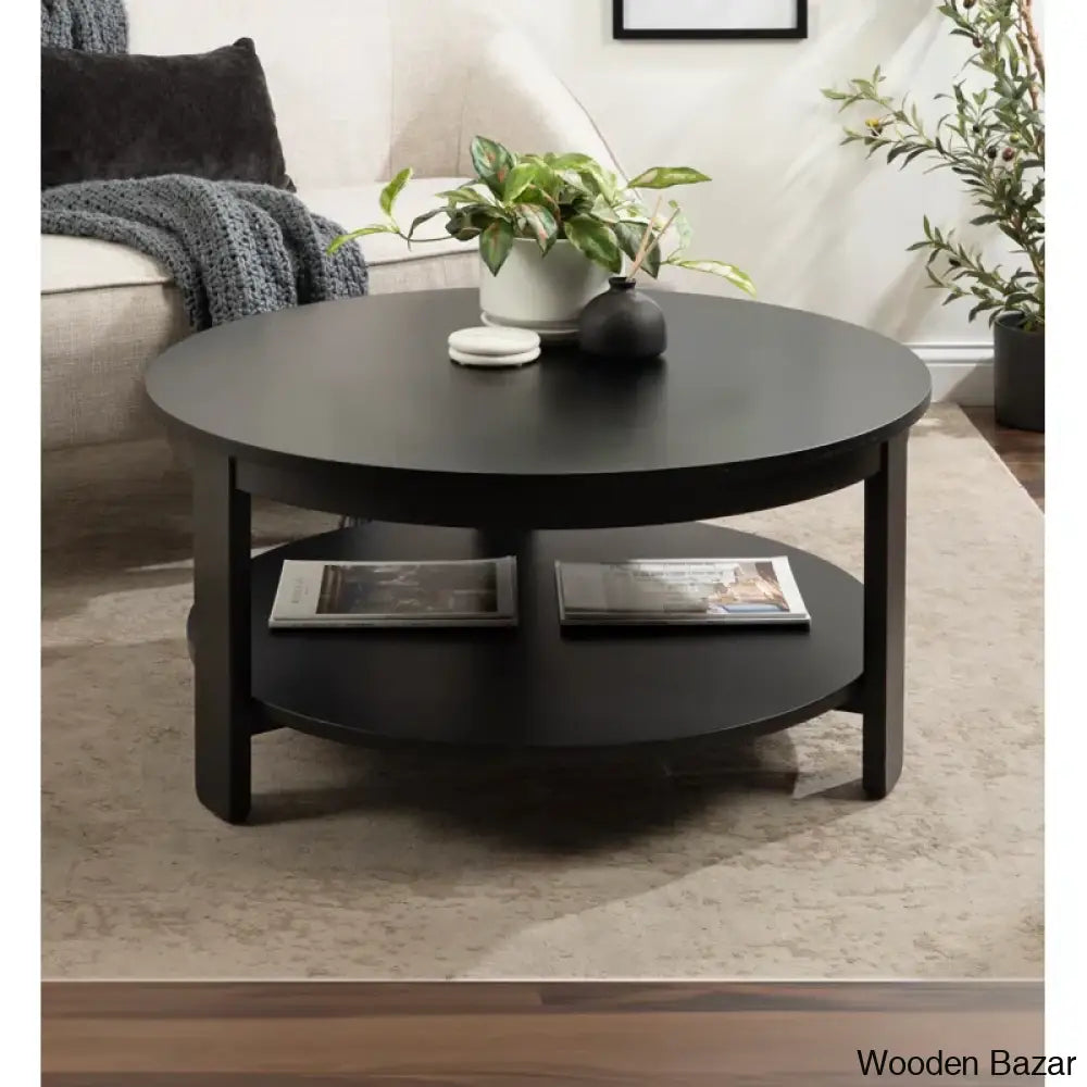 Leti Coffee Table In Pine Wood Black